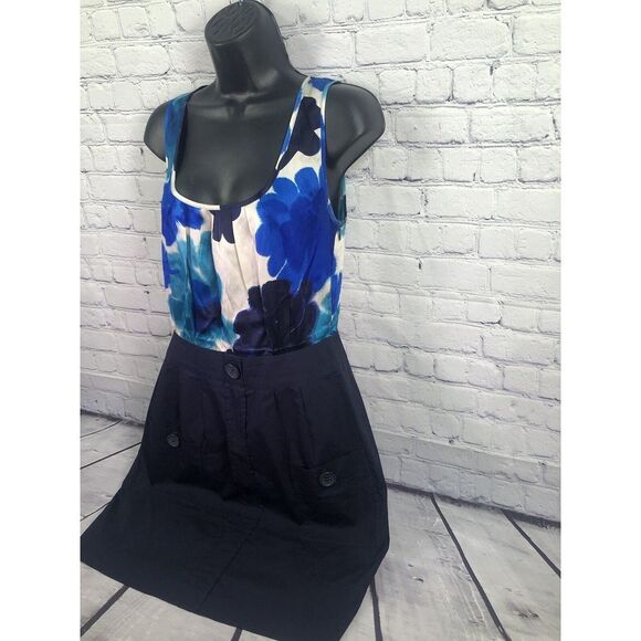 Anthropologie  Doubly Dapper Dress by Tabitha  Silk Bodice Blue ‎ SZ 8 - Picture 2 of 5